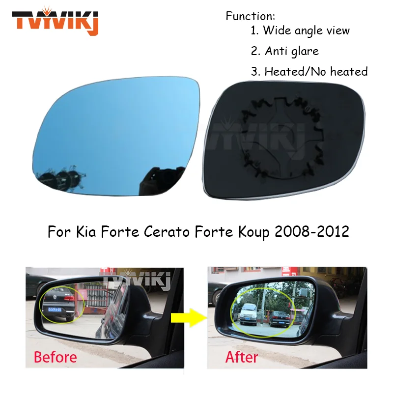 

1 pair Side Rearview Mirror Blue Glass Lens For Kia Forte Cerato Forte Koup 2008-2012 Wide Angle View anti glare car mirriors