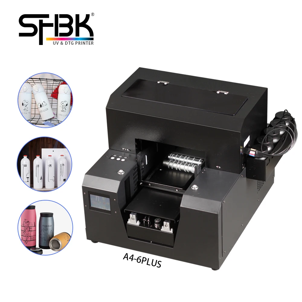 Full Automatic A4 UV printer with cylinder Rotating device. she can print Wine bottle cylindrical object and Flat object printer