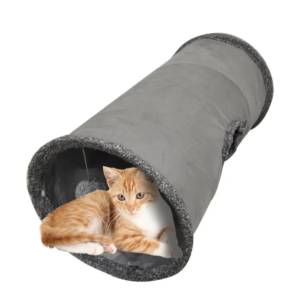 Pet Cat Tunnel Cat Toys 2 Holes Play Tunnel Hole Foldable Fleece-lined Cat Tent Toy Kitten Rabbit Animal Play Tunnel Tube