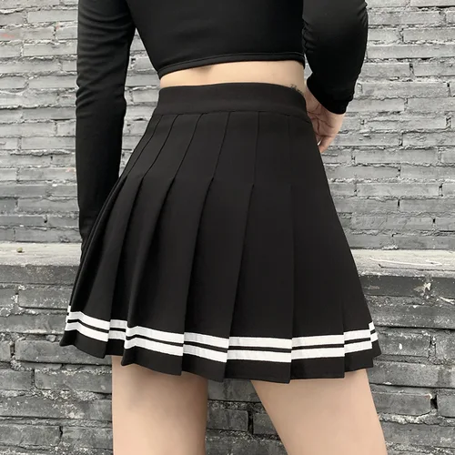 Imagen 2 del producto Falda de retazos de estilo coreano Vintage, faldas plisadas negras Harajuku JK, ropa de calle gótica, minifalda de cintura alta, falda Punk para mujer