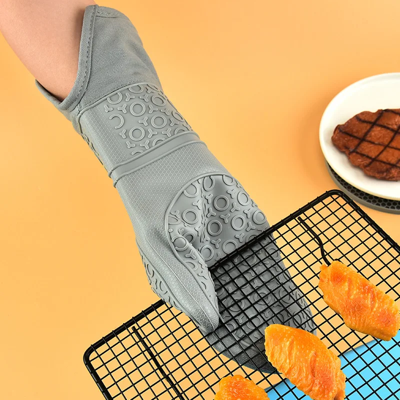 6Pcs Extra Long Oven Mitts and Pot Holders Sets, Heat Resistant Silicone Oven Mittens, Mini Oven Gloves and Hot Pads Potholders