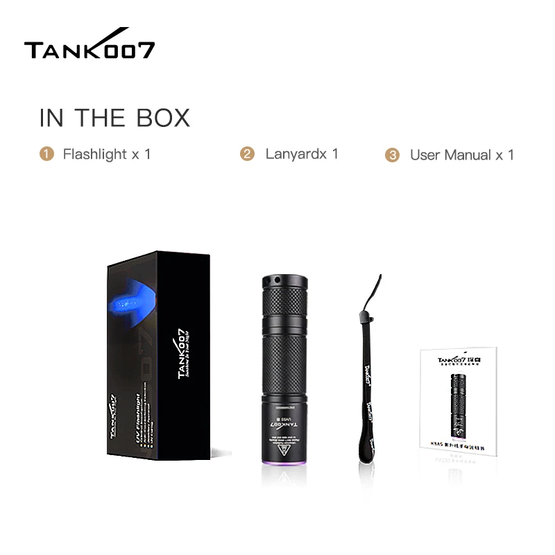 TANK007 Lanterna UV de avaliação antiga 365 nm Teste não destrutivo LED Lâmpada de cura Tocha Mini portátil alimentada por bateria AAA