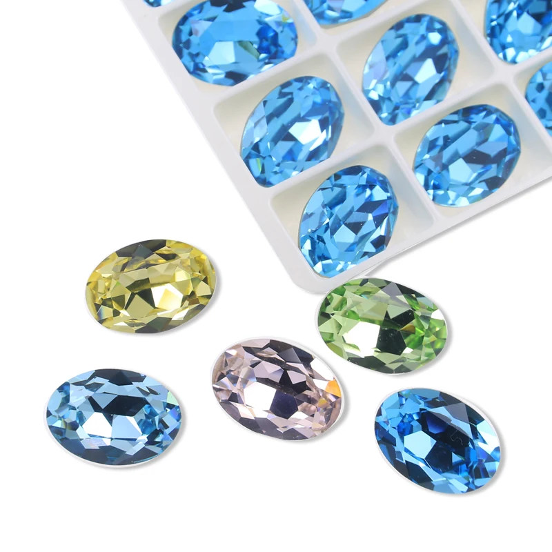 5pcs Oval Shape Rhinestones 10*14mm Applique Gems Glue On K9 Crystal Stones For Jewelry DIY Craft Garden Decoration 3002