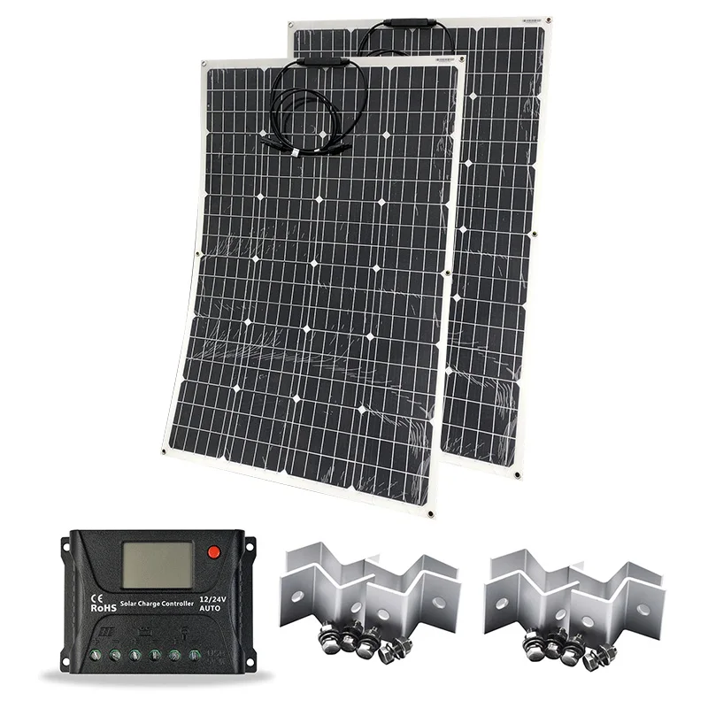 

Solar Panel Kit Complete 240W 24V PET Flexible PV Panel 12V 120W Solar Battery Charger Off Grid Caravan Car Camping Motorhomes