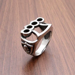 Punk Size 8-14# 316L Stainless Steel Silver Color Black Fist Skull Ring Jewelry