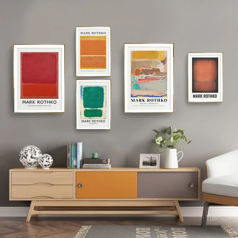 Famous MARK ROTHKO Abstract Multicolour Wall Art Canvas Painting Picture Posters and Prints For Living Room Gallery Home Decor