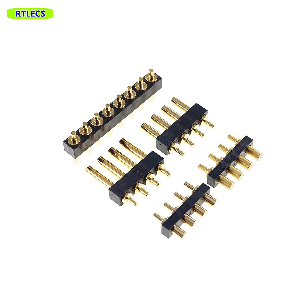 50pcs Pogo Pin Header 1x4P 2.54 mm Pitch 4 Position 2.5/3/4/4.5/7/9.0 mm Height PCB Vertical Gold 1u Pogo Pin Female Contact Pad