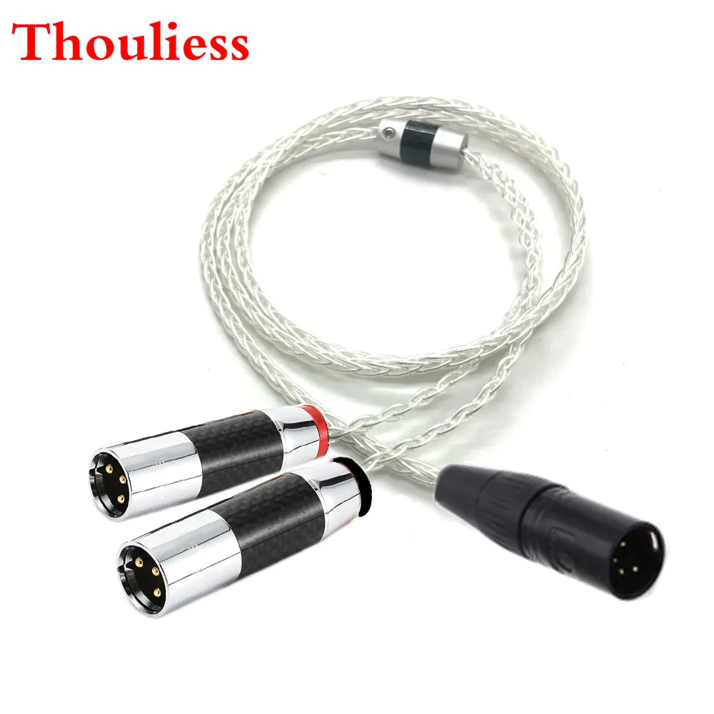 

Thouliess HIFI Silver Plated 4pin XLR Balanced to Dual 2x 3pin XLR Balanced Male Audio Adapter Cable XLR to XLR Balanced Cable