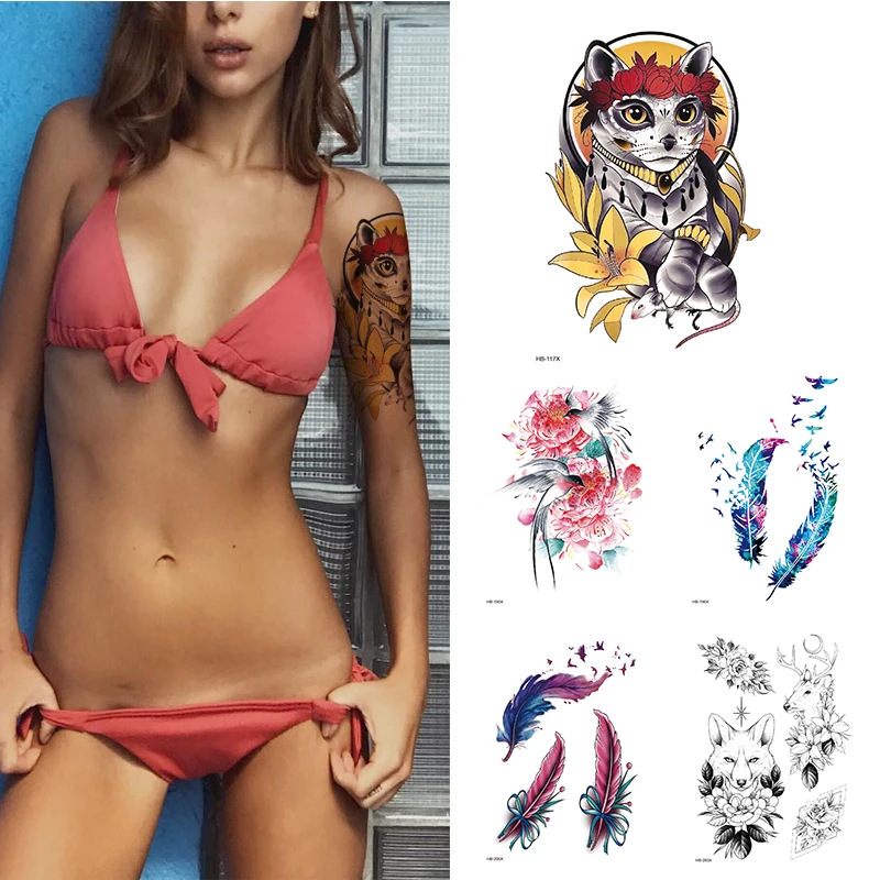 

TOP CAT TEMPORARY TATTOO, BODY ART, FEATHER,BLACK, MENS, WOMENS, WATERPROOF, TRANSFER