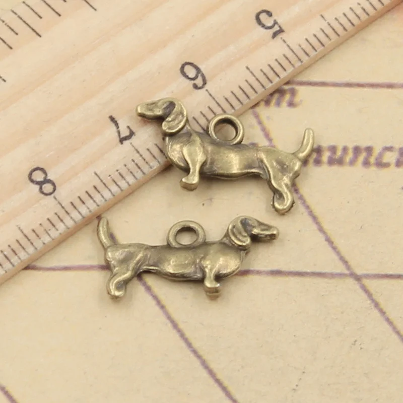 30pcs Charms Dog 10x18mm Tibetan Bronze Silver Color Pendants Antique Jewelry Making DIY Handmade Craft