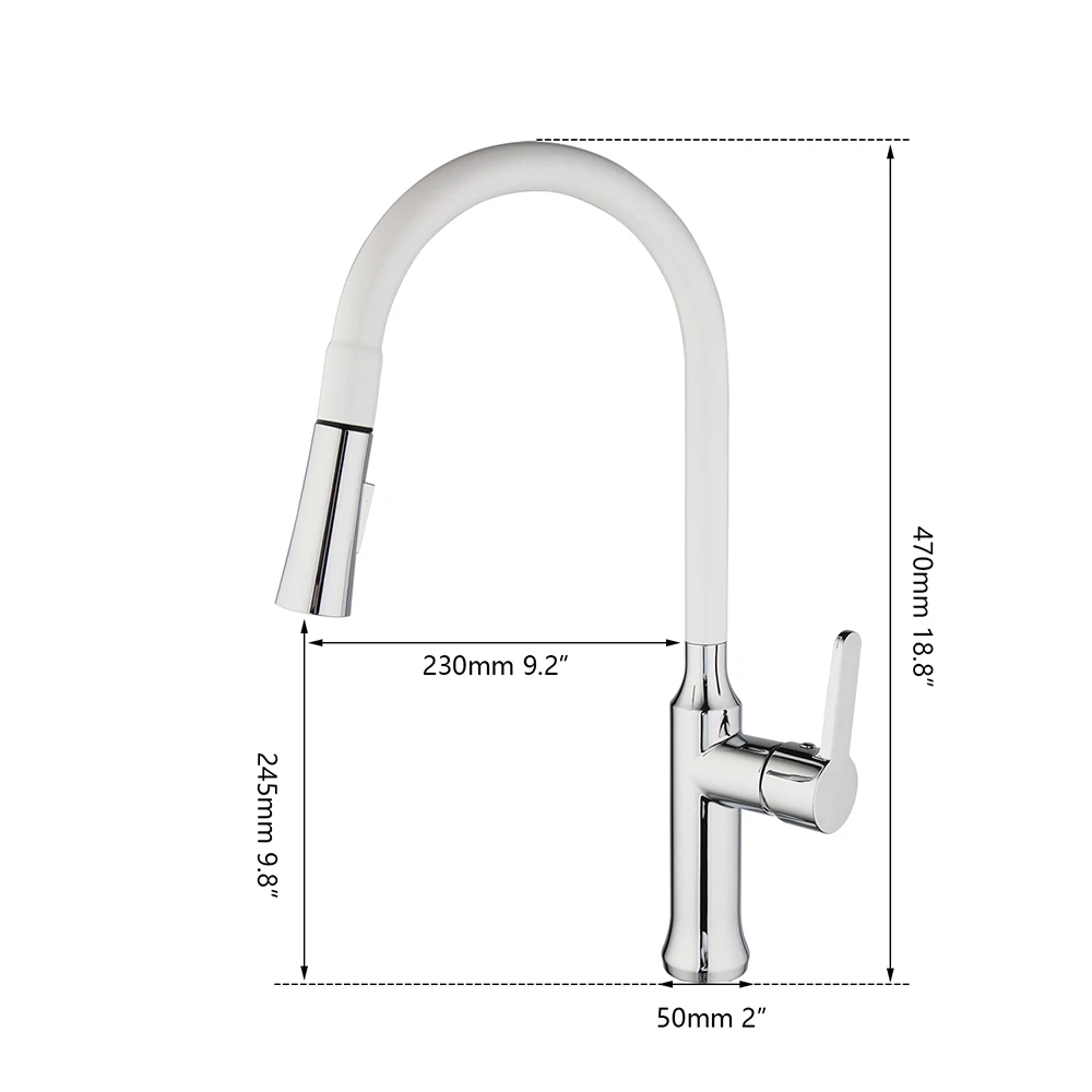 YANKSMART Modern White Paint Pull Down Kitchen Chrome Polished Faucet Cold And Hot Water Mixer Tap Deck Mounted Basin Sink Taps