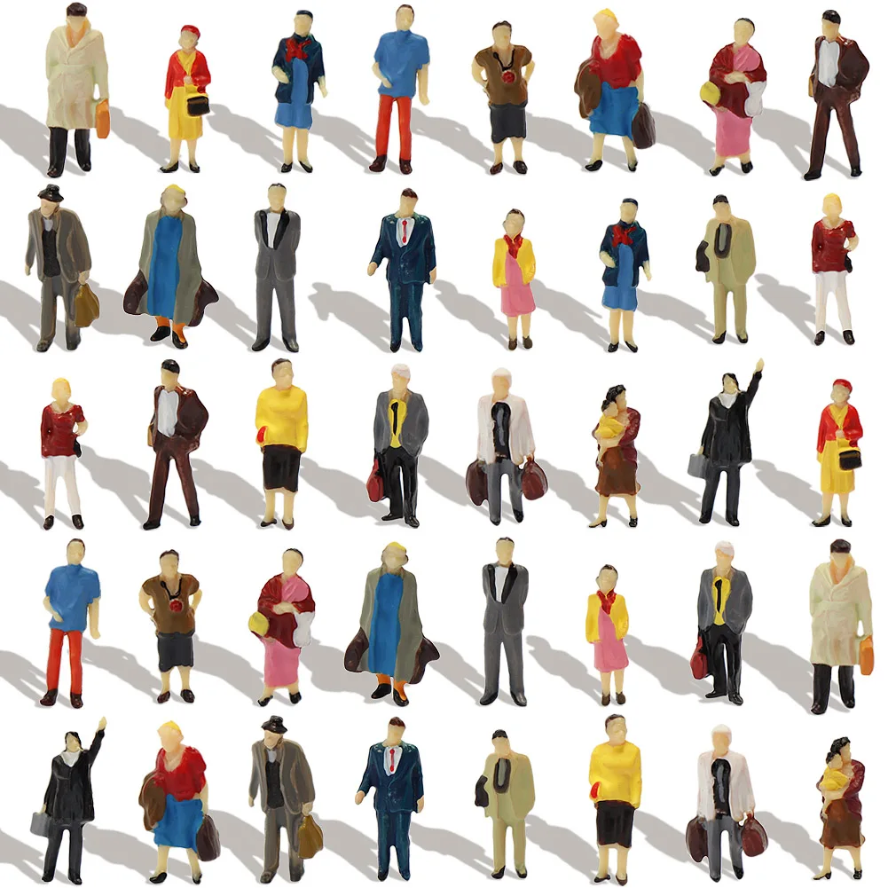 P8712 40pcs ALL Standing Pose Assorted HO Scale 1:87 Model Train Street People Figures