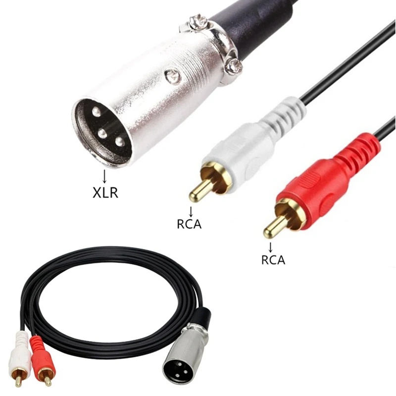 Audio kabel RCA męski na 2 XLR 3 Pin mężczyzna kobieta Cannon wzmacniacz mieszania wtyk AV Speakon kabel Dual XLR na podwójny kabel RCA 1.5M/3M