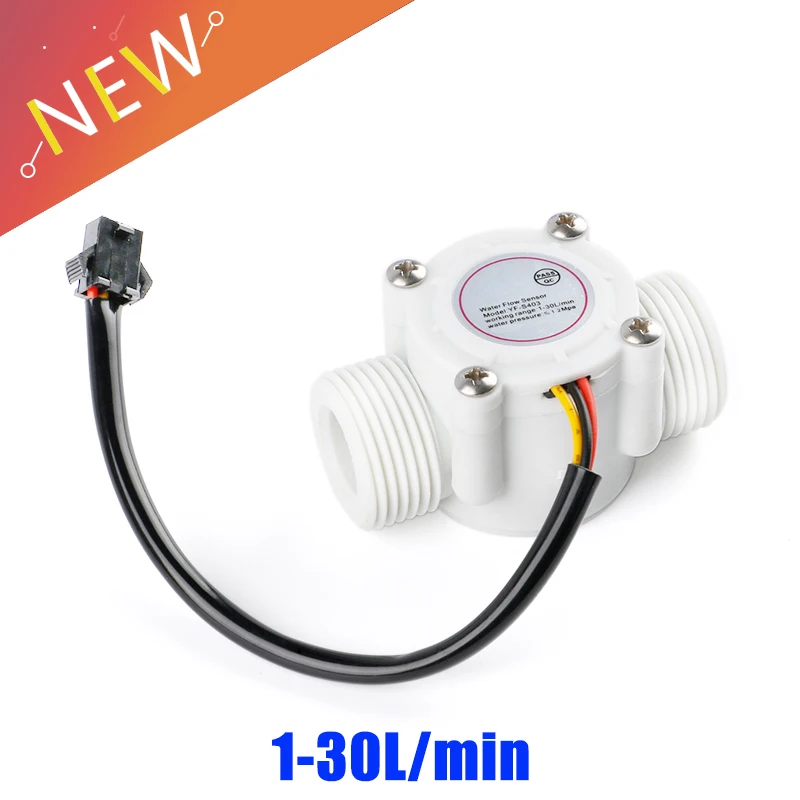 12V Water Flow Sensor DC 5-24V Flowmeter Hall Flow Sensor Water Control Liquid Flow Sensor Switch 1-30L/min 1.75MPa YF-S403