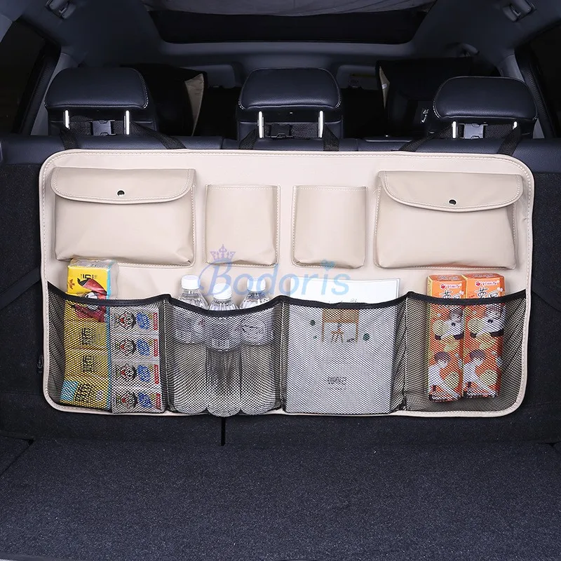 For Toyota Land Cruiser 200 FJ 100 J100 Rear Trunk Seat Back Storage Bag Luggage Nets Hook & Loop Car Organizer Accessories