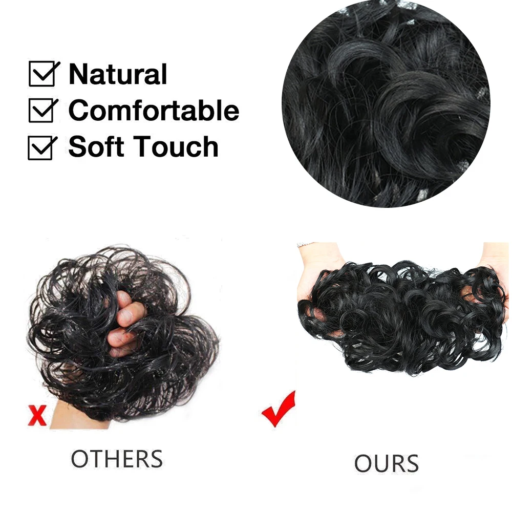 MERISIHAIR Synthetic Curly Chignon Messy Scrunchies Elastic Band Hair Bun Hairpiece High Temperture Fiber Fake Hair