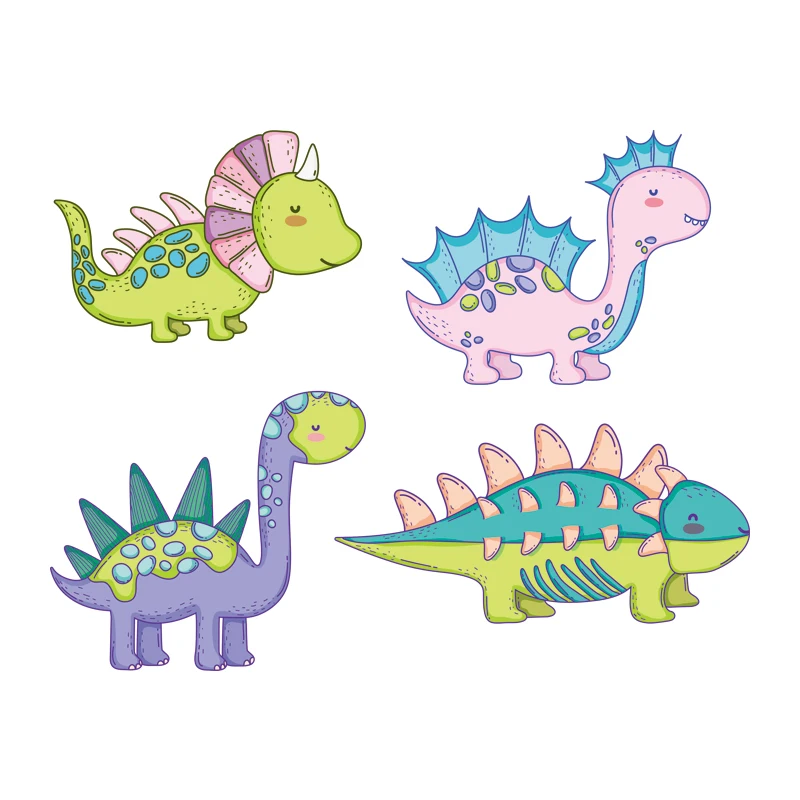 Clothes Badge Set Ankylosaurus Patches Heat Press Applique Diy Accessory Sticker Jeans Stripe Patterns For Clothes 4pcs / set-CQ