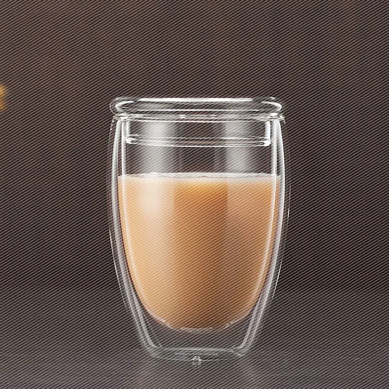 Double-deck Glass Mugs with Lid Bodum Bearable High Quality Wine Beer Glass Egg Shaped Coffee Tea Cup Moet Champagne Glass