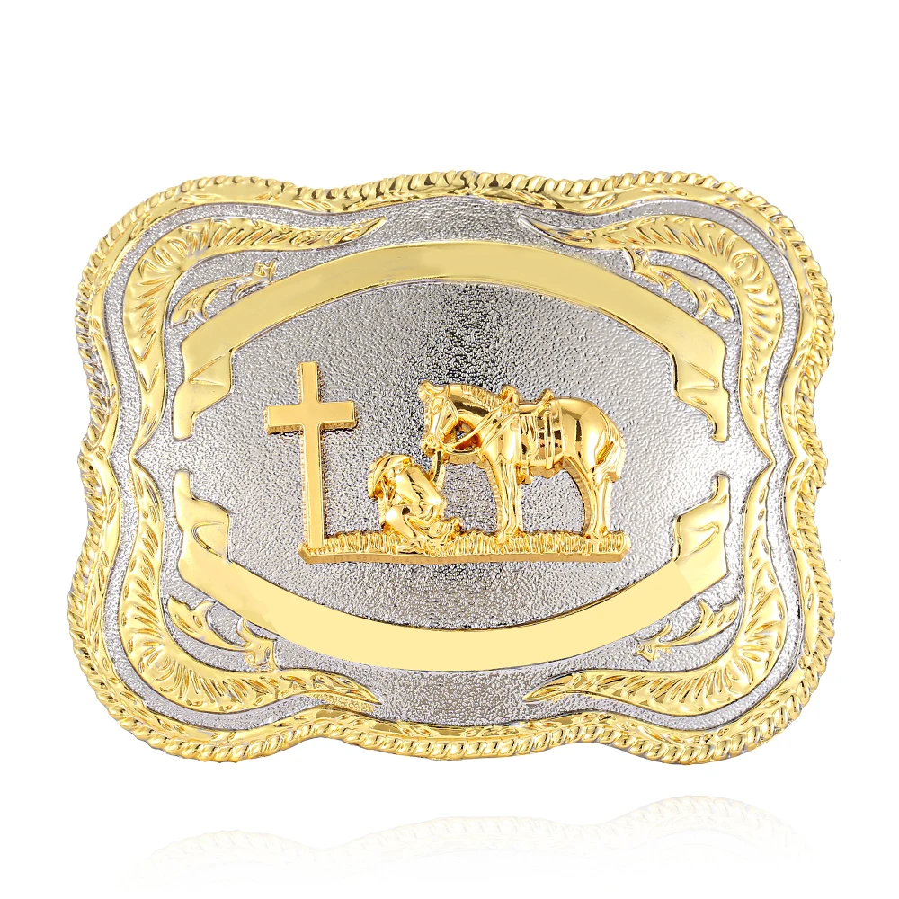 

Western cowboy zinc alloy two-color longing for freedom and praying attitude buckle