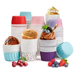 50Pcs Rolled Muffin Paper Cup Coated High Temperature Resistant Cake Snack Cupcake Wedding Party Baking Kitchen Accessories