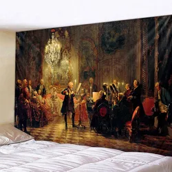 Tapiz grande de pintura al óleo Retro para colgar en la pared, fondo bohemio, tela de pared, Sábana de cama, manta de sofá, decoración de la pared de la habitación del hogar