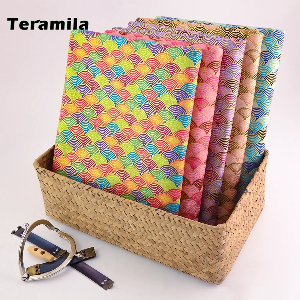 Teramila Thick Senior Japanese Wave Printed Cotton Cloth Poplin Fabrics For Sewing Apparel Dress Bikini Bags Quilting Needlework