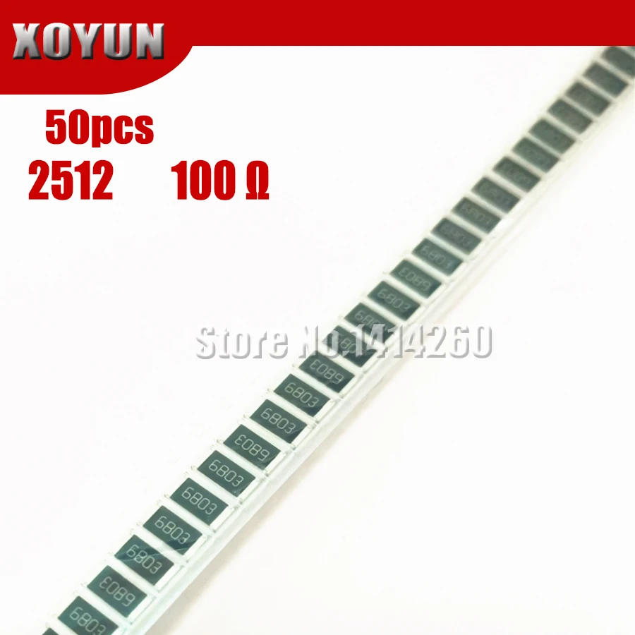 Resistor smd 2512 50 peças, 5% 100 ohm 1w 100r 101