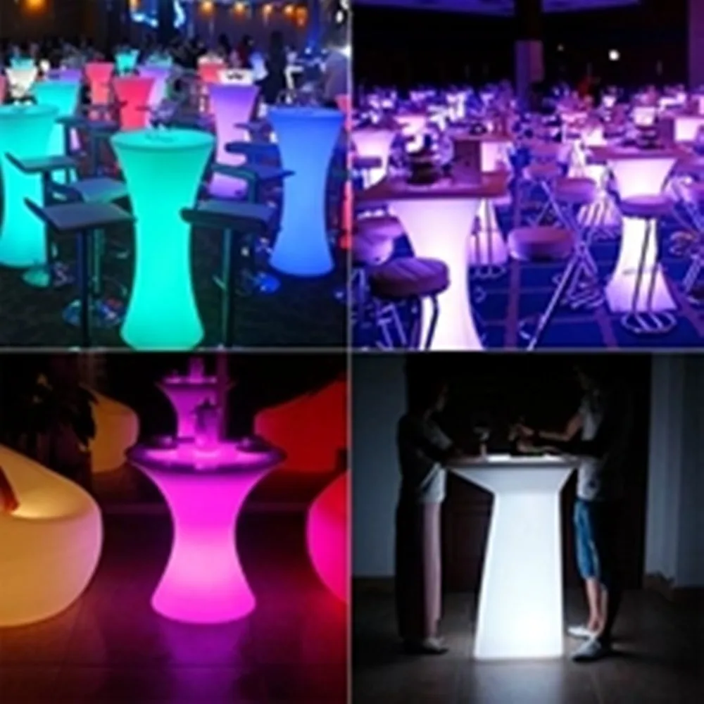 10pcs Out Door Use LED Lighted Bar Cocktail Table Rechargeable Bar Plastic Table  Commercial Furniture without led lights