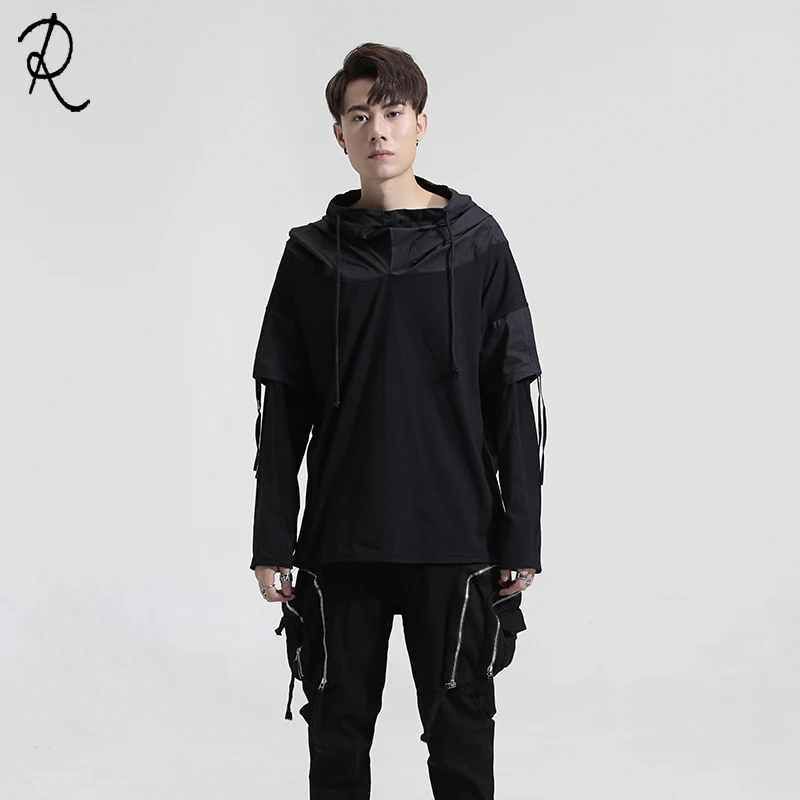 Dark Street personality irregular wind cloth stitching loose hoodie long sleeve hoodie male trend