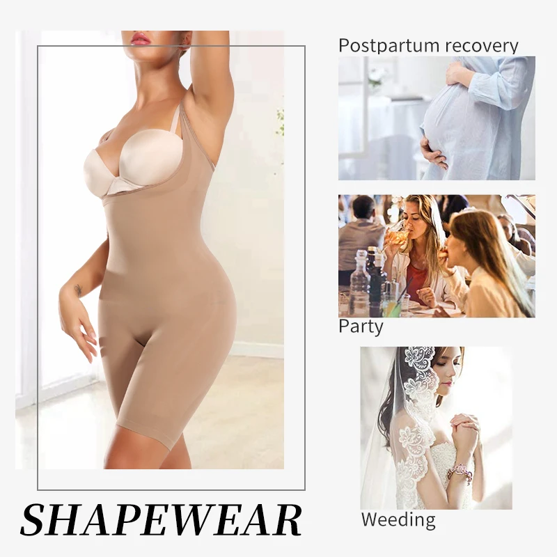 Allenatore della vita delle donne Shapewear completo del corpo controllo della pancia Butt Lifter Body Shaper coscia più sottile Body a vita alta con cinturini