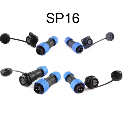 SP16 IP68 Waterproof Connector Cable Connector Plug &amp; Socket Male And Female 2 3 4 5 6 7 9 Pin Docking/Square/Flange/Back