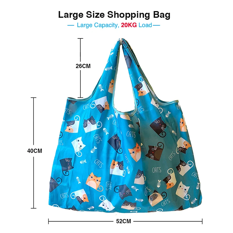 Portable Reusable Shopping Bag-Handbag 50 Pounds Oversized Tote Bag Machine Washable Shoulder Bag Fashion Pocket Eco Bag