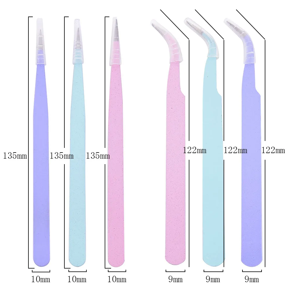 Stainless Steel Straight + Curved Elbow Nail Art Acrylic Gel Rhinestones Picking Tool Nipper Gem Decor Eyelash DIY Nail Tweezers