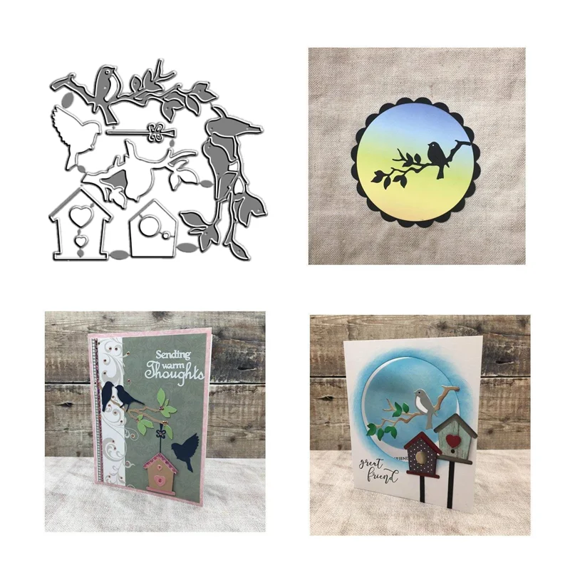 

2021 New Metal Cutting Dies and Scrapbooking For Paper Making Bird Branches Birdhouse Die Embossing Frame Card Craft No Stamps