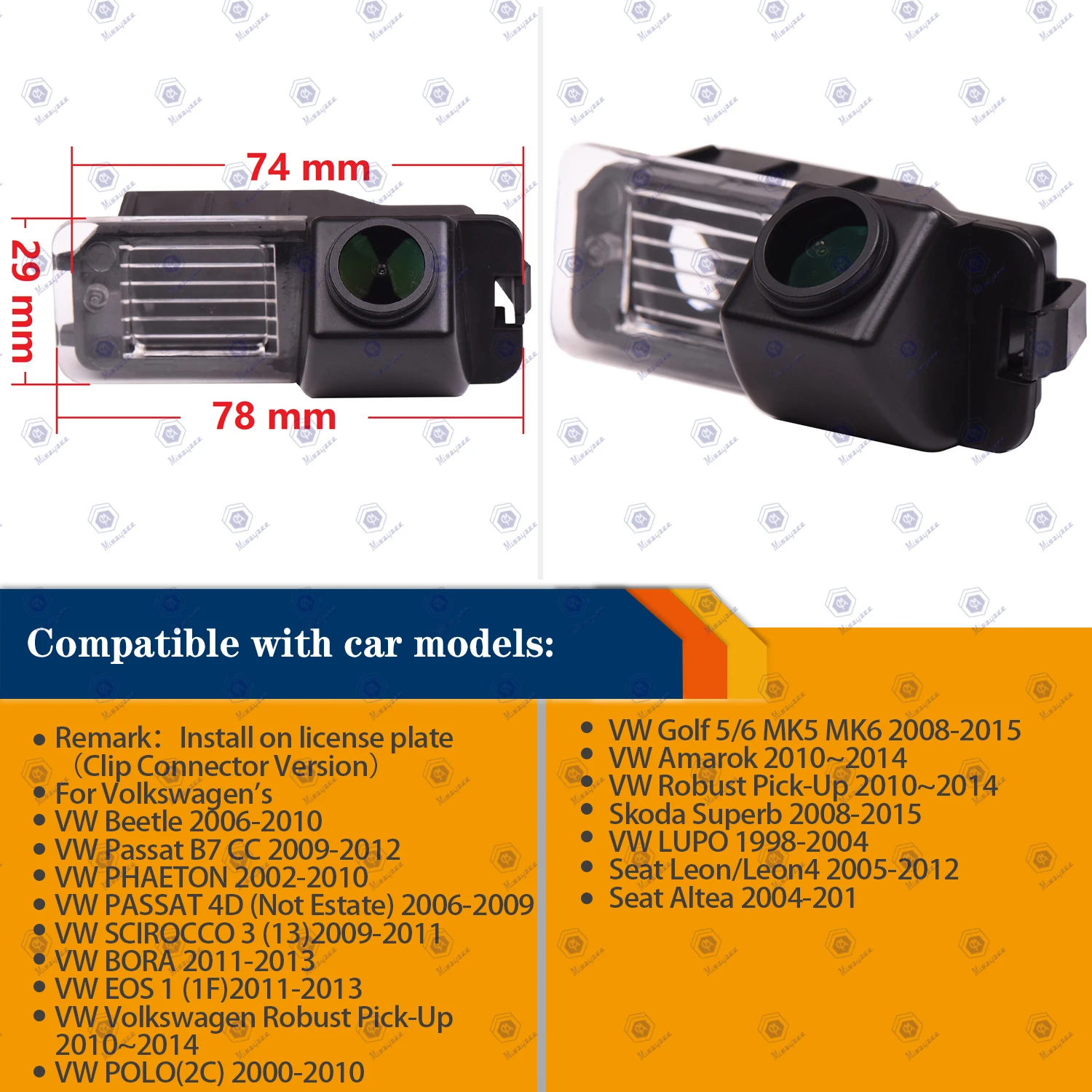 HD 1280*720P Rear View Backup Camera for GOLF VI 6 MK6 SCIROCCO EOS LUPO/PASSAT B7 CC PHAETON BEETLE/Seat Leon/Seat Leon 3