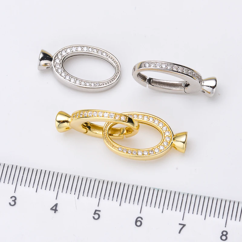 Oval Design Clasp Fittings DIY Pearl Findings Sterling Silver Buckle Jewelry Making for Necklace/Bracelet