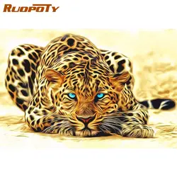 RUOPOTY diy frame Leopard animal DIY painting by numbers Acrylic picture wall art canvas painting home decor unique gift 40x50cm