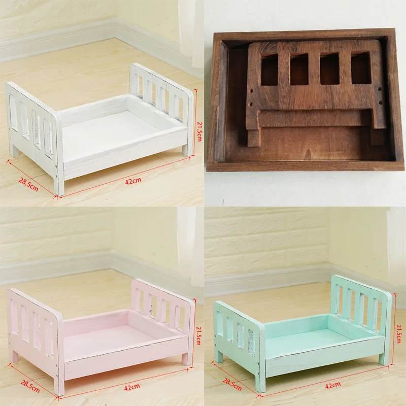 High Quality Newborn Wooden Bed Baby Accessories Photography Props Keepsakes Souvenirs Girls Boys Handmade Wooden Furniture