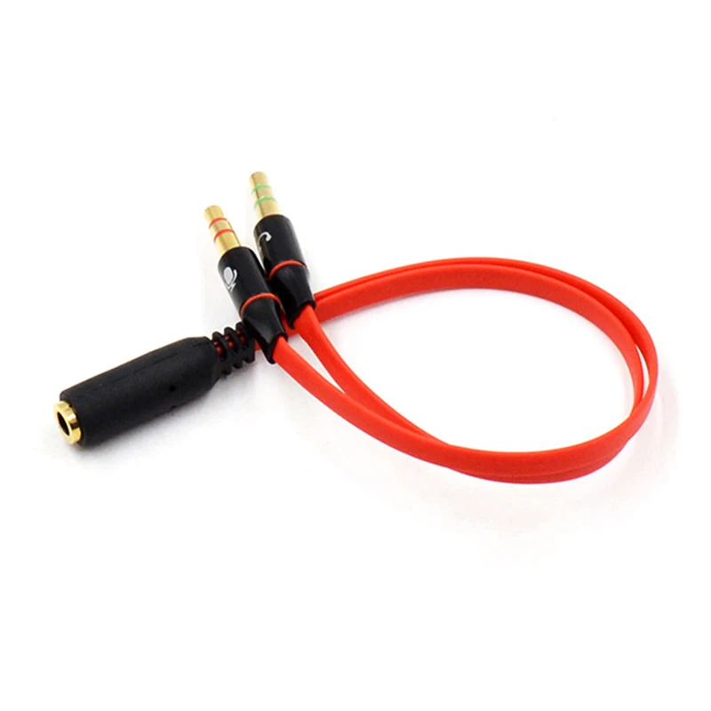 3.5mm Female To 2 Male 3.5mm Mic Audio Y Splitter Cable Headset To PC Adapter AUX Cable