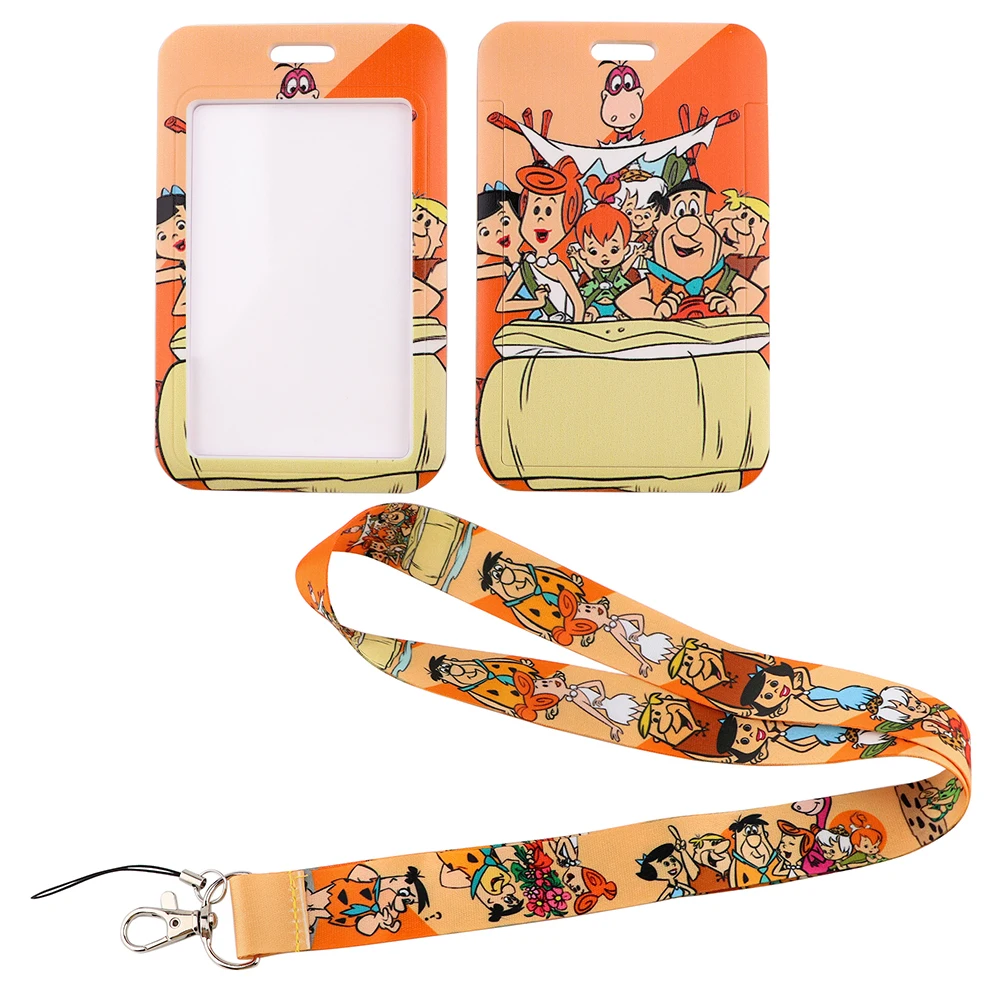 LX972 Classic Family Cartoons Lanyard Keychain Badge Holder Campus ID Card Holder Hang Rope Lariat Lanyard Key Rings Accessories