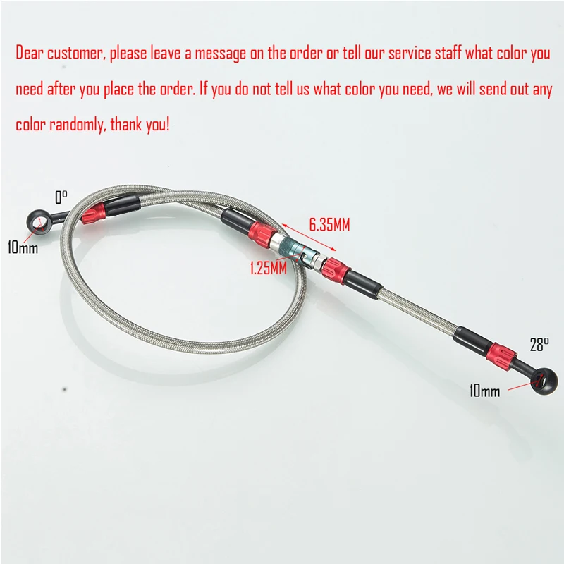 Steel  cable Braided Bike Dirt pipe Banjo motorcycle Brake Hydraulic Line Hose Oil moto Tube Length can be customized color