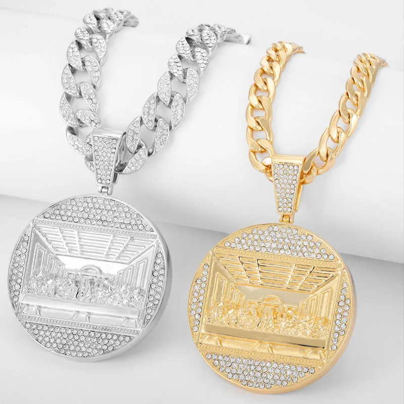 Pendentif de la présidence de la dernière Cène pour hommes, Big Jesus, Miami, Cuban, Joiced Out Bling Bling, Hip Hop Colliers, Bijoux de charme à la mode