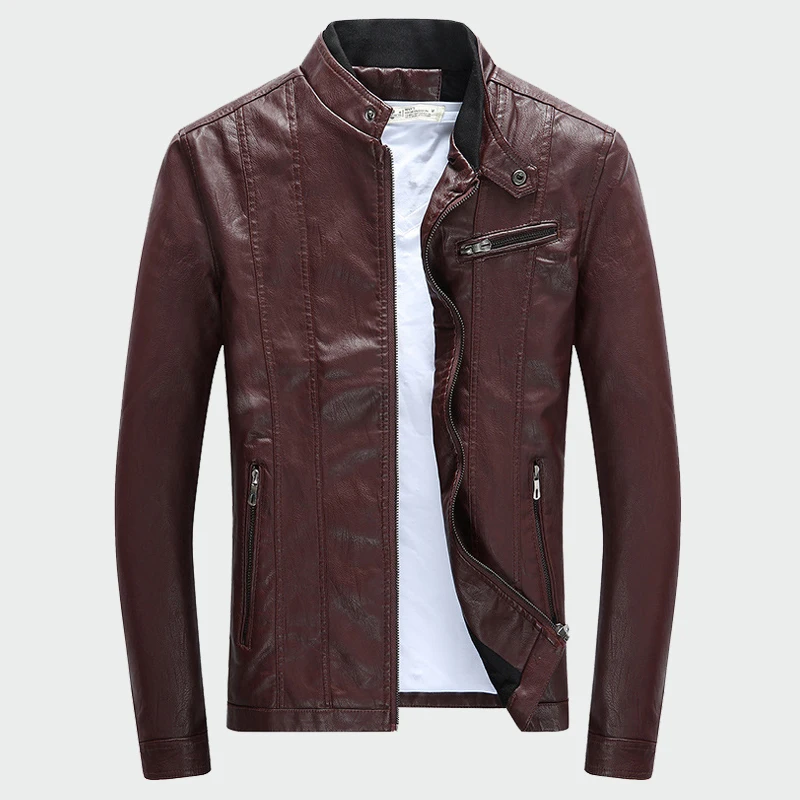 Men's PU Jackets Coats Autumn Winter Motorcycle Biker Faux Leather Jacket Men Clothes Thick Velvet Coats M-3XL