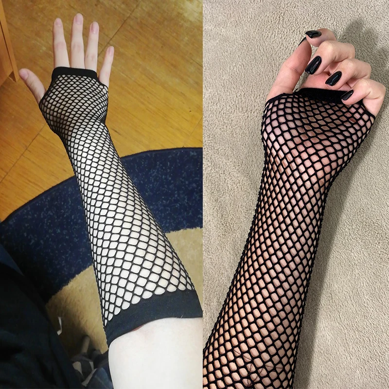 Frauen Mode Neon Fishnet Fingerlose Lange Handschuhe Bein Arm Manschette Party Tragen Kostüm für Frauen Sexy Schöne Arm Wärmer