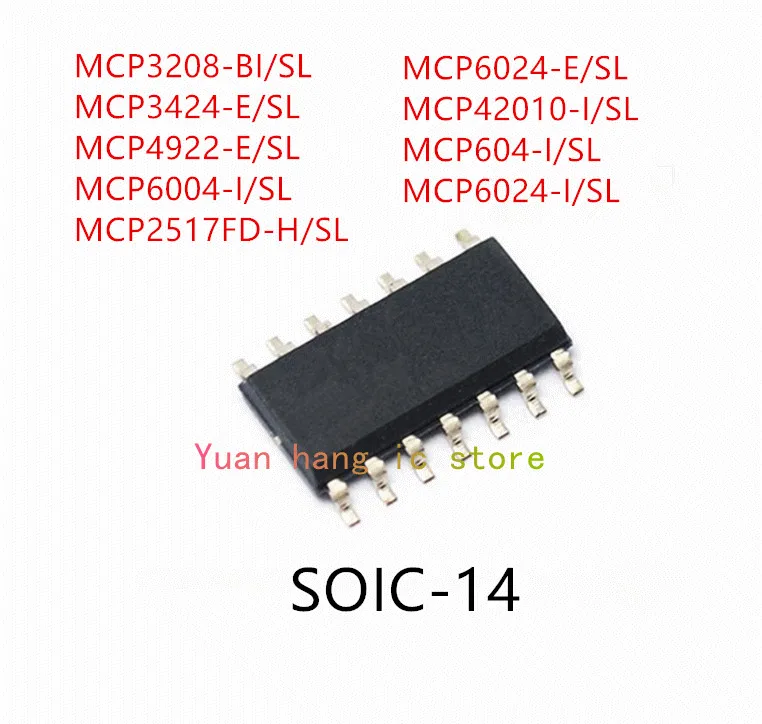 

10 шт Φ/SL MCP3208-BI/SL MCP3424-E/SL MCP4922-E/SL MCP6004-I/SL MCP2517FD-H/SL MCP6024-E/SL IC