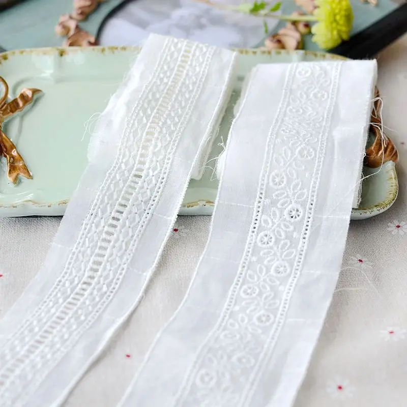 Cotton Embroidery Lace Fabric, Garment Needlework, Sewing  DIY Handmade Accessories, Clothes Decoration, 14Yards, 4-5cm, 399