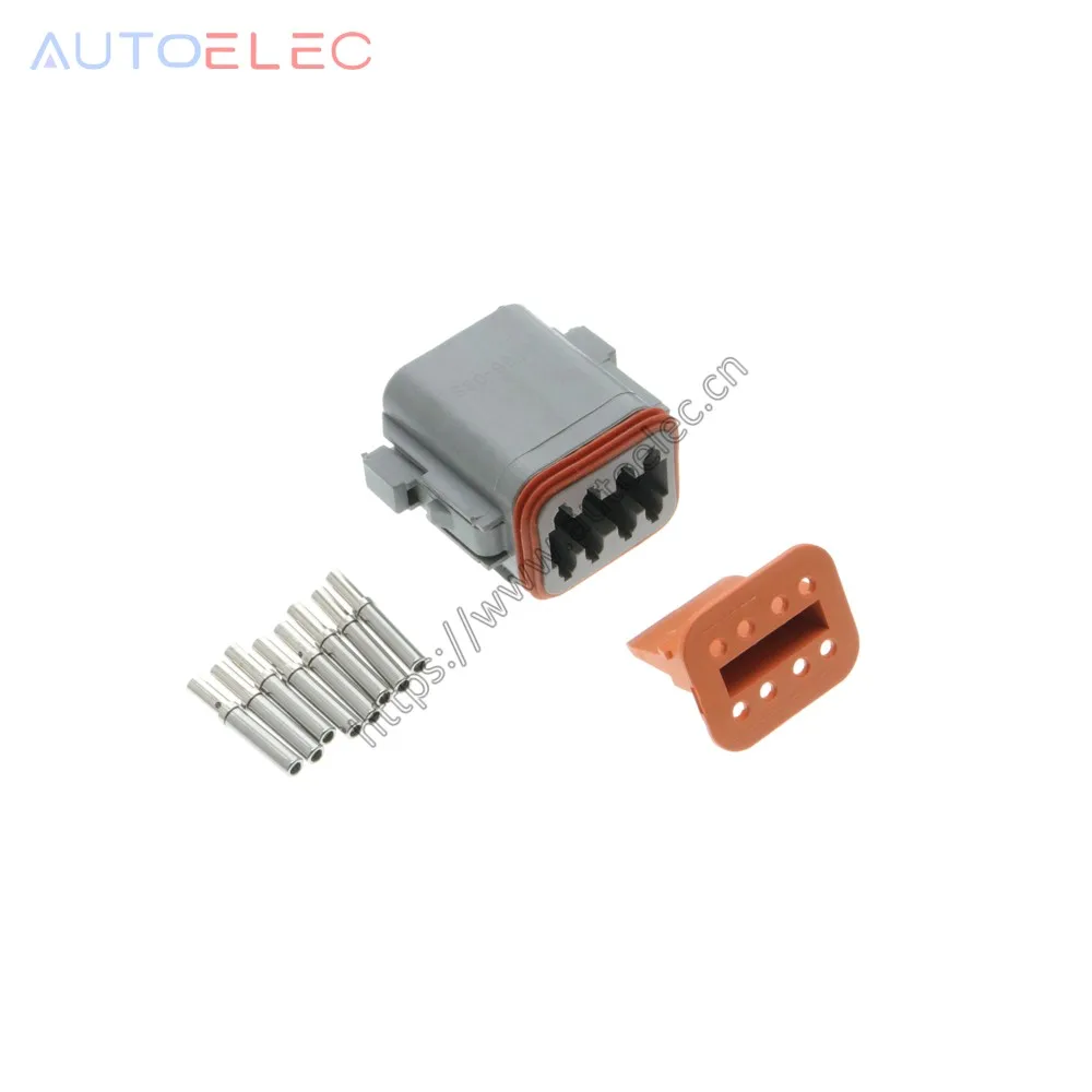 100Kits Deutsch DT Series 8 Way Plug Connector Kit DT06-8S Plug Assembly + Pins & Wedglock  Automotive Rectangular DC Connector