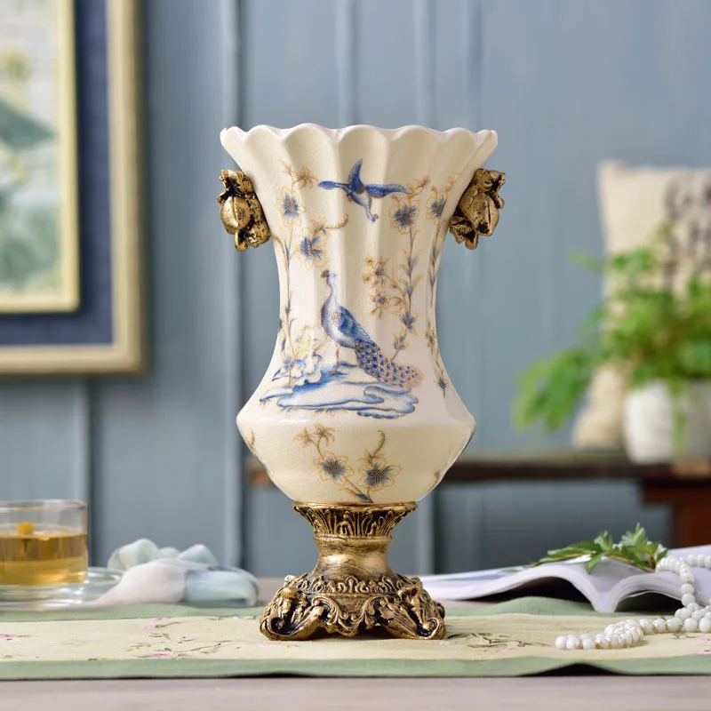 Ceramic Vase Decoration European-Style Home Creative Decorations Living Room Restaurant Retro Crafts