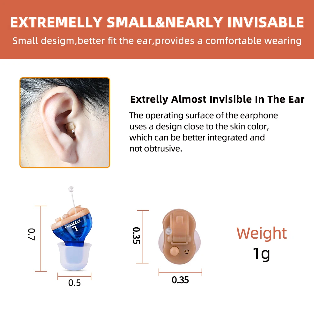 Q70 CIC Digital 8 Channels 16 Bands Hearing Aids  Mini Invisible Ear Sound Amplifier for Eldly Deaf People Dropship