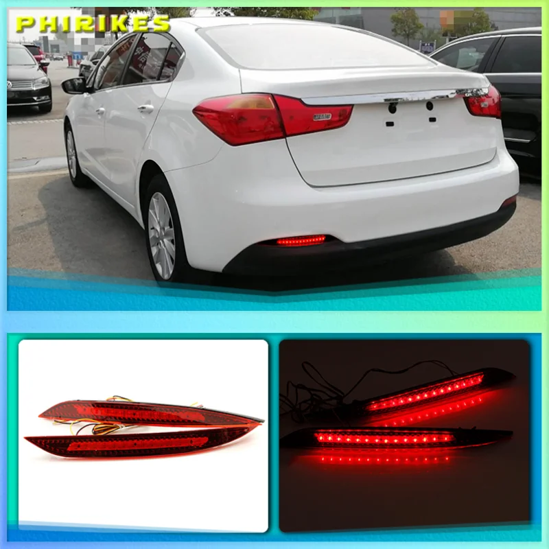 

2PCS Car Red Len Led Rear Bumper Reflector For Kia K3 Cerato Forte 2012 2013 2014 2015 2016 LED Brake Light Tail Fog Lamp